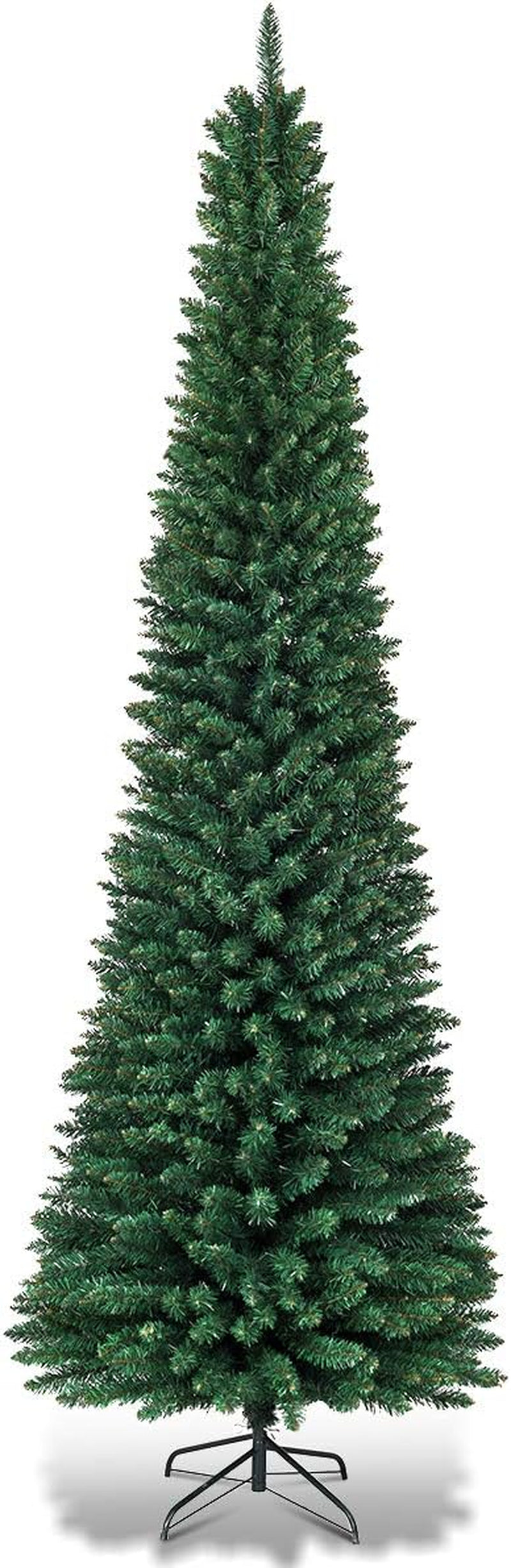 Artificial Pencil Christmas Tree, Premium Hinged Pine Tree with Solid Metal Legs, Perfect for Home, Shops and Holiday Decoration, Green (6FT)