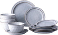 Amorarc Ceramic Dinnerware Sets,Stoneware Handmade Reactive Glaze Plates and Bowls Sets,Chip and Crack Resistant | Dishwasher & Microwave Safe,Dishes Set Service for 4 (12Pc)