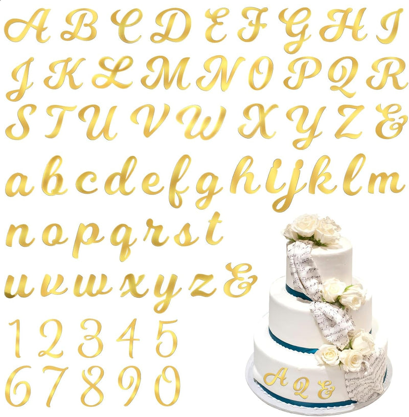 64PCS Gold Letters, Acrylic Cake Topper, 0-9 Number and A-Z Letters for Cake Decorating, DIY Personalized Cake Topper Birthday, Custom Cake Topper for Birthday Party Supplies