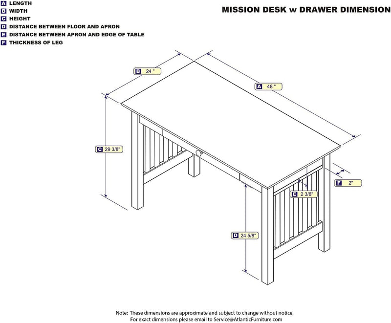 AFI Mission Desk with Drawer White