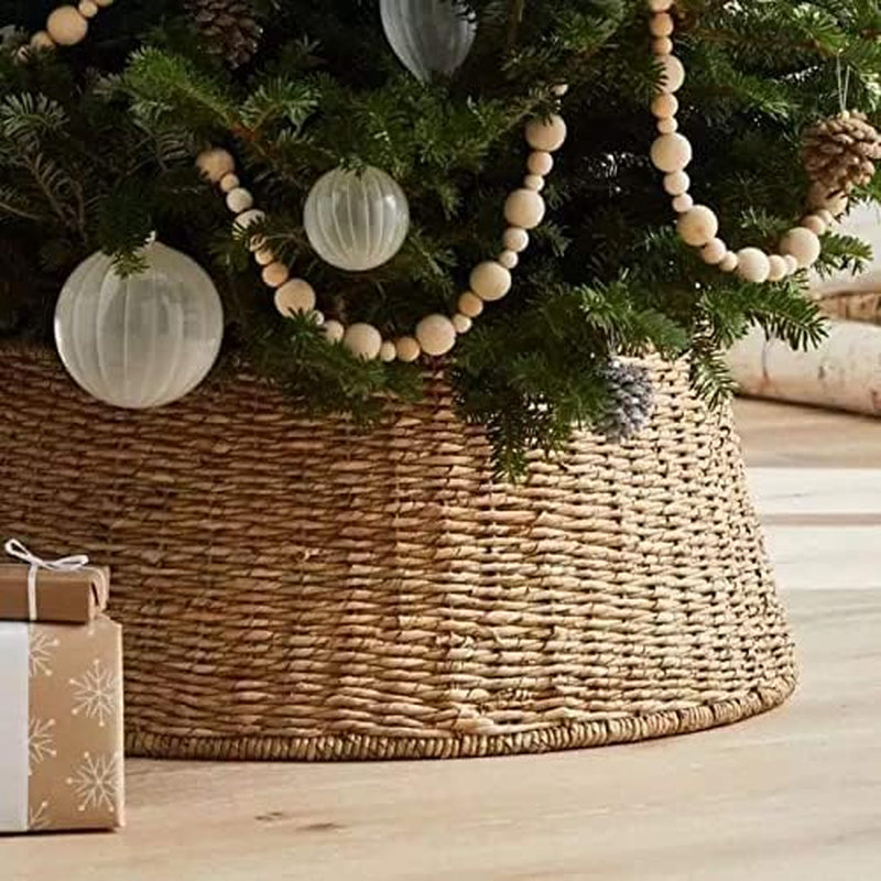 Farmhouse Christmas Tree Collar - Rustic Holiday Decoration - Natural Woven - Base Cover for Christmas Tree - Tree Skirt - Tree Ring (Medium)