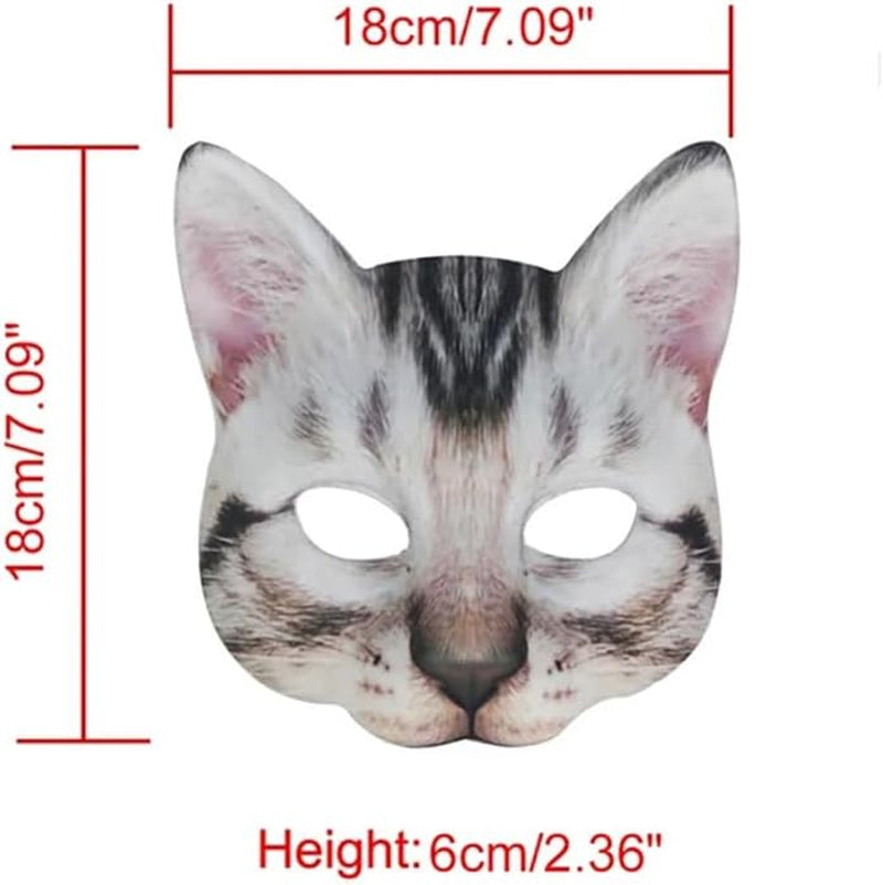 1Pcs Halloween Half Face Cat Mask Animal Cat Mask for Halloween Christmas Easter Novelty Costume Party Accessory(Style H)