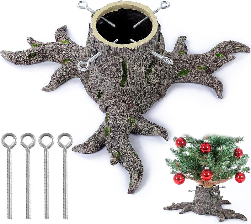 Christmas Tree Stand with Water Reservoir, Christmas Tree Stand for Real Trees, Tree Root Shape Christmas Tree Stand, Suitable to 8-10FT Tall Christmas Trees