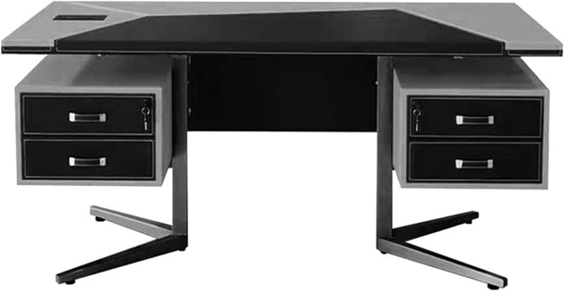 Computer Desk Side Table Leather Desktop Office Desk, Computer Desk with Storage Drawer, Home Office Writing Desk 1.6M/1.8M Study Workstation Gaming Desk Large Desk(Size:1.8M)