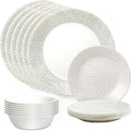 Corelle Vitrelle 18 Piece Glass Dinnerware Sets, Service for 6, Triple Layer Chip & Crack Resistant Glass Plate and Bowl Sets, Wildflower