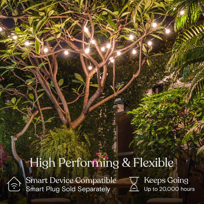 Brightech Glow LED String Lights - 26 Ft Commercial Grade Patio Lights with Brass Accents - Outdoor Waterproof Globe String Light for Backyard, Garden