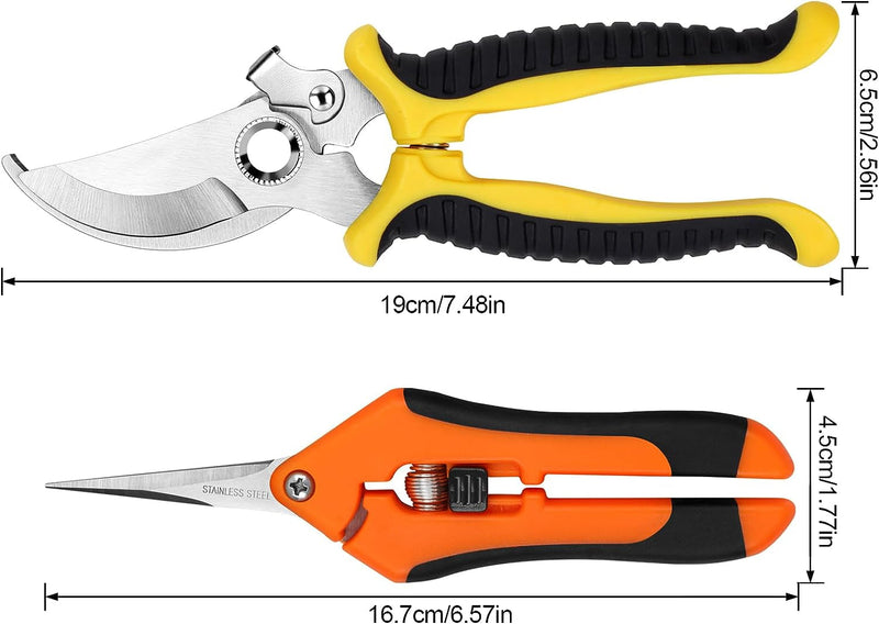 2 Pack Pruning Shears, Garden Shears, Stainless Steel Pruning Shears for Gardening, Garden Clippers, Gardening Tools Scissors with Soft Grip Handle