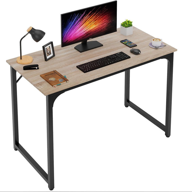 FDW 39 Inches Computer Desk, Modern Simple Style Desk for Home Office, Study Student Writing Desk,Brown