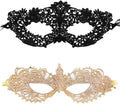 2 Pieces Masquerade Mask for Women Black Lace Mask for Masquerade Ball, Halloween Party