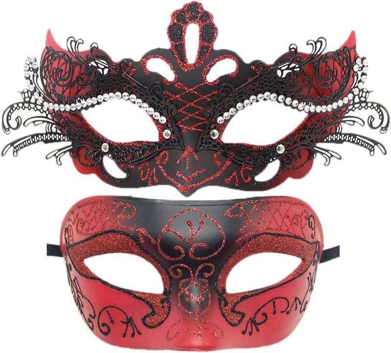 Awlsyj Couples Masquerade Mask Metal Roman Venetian Halloween Mardi Gras Costumes Party Ball Prom Mask