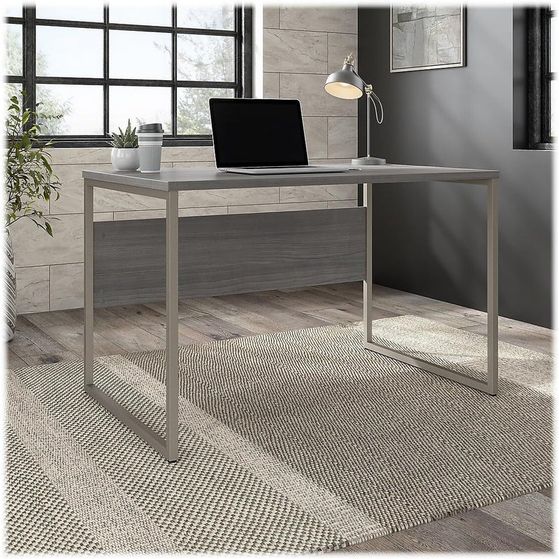 Bush Business Furniture Hybrid 48W X 30D Computer Table Desk with Metal Legs in Platinum Gray