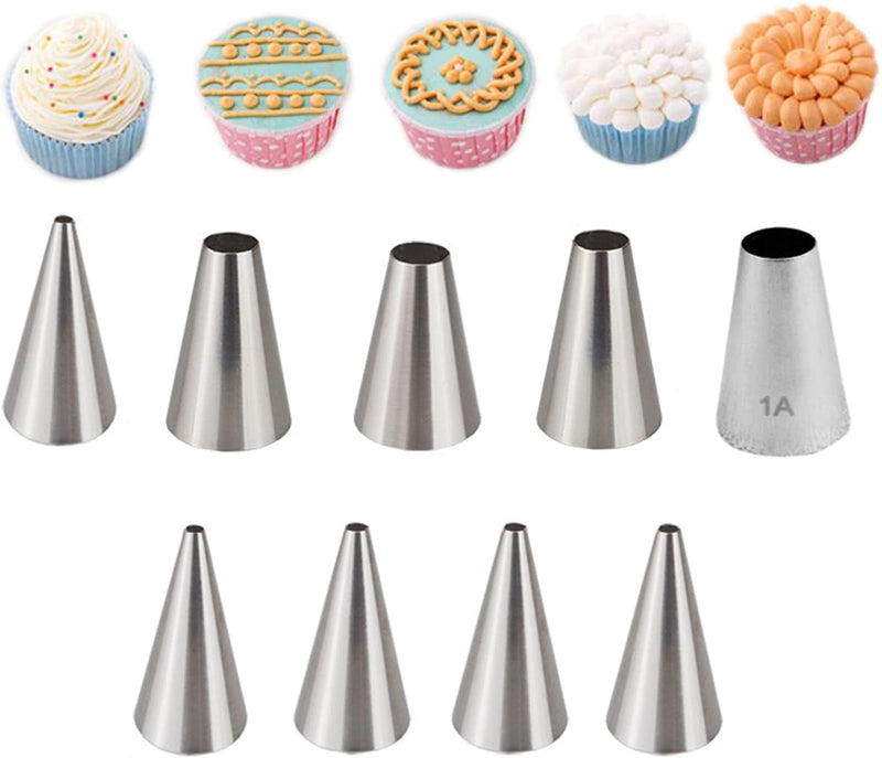 4 PCS Large Piping Tips Set - Grade Stainless Steel Big Piping Nozzles Kit for Pastry Cupcakes Cakes Cookies Decorating Supplies Baking Set