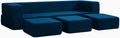 BALUS Folding Bed Couch, Sleeper Foam Sofa Bed, Cushioned Foam Mattress Comfortable Sofa, Floor Couch Sleeper Sofa Foam with 3 Ottomans for Living Room/Bedroom/Guest Room/Home Office (Blue)