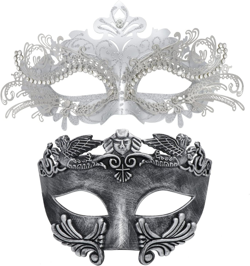 Couple Masquerade Metal Mask Roman Greek Man Mask Venetian Halloween Costume Ball Mask Mardi Gras Mask Cosplay Party Mask