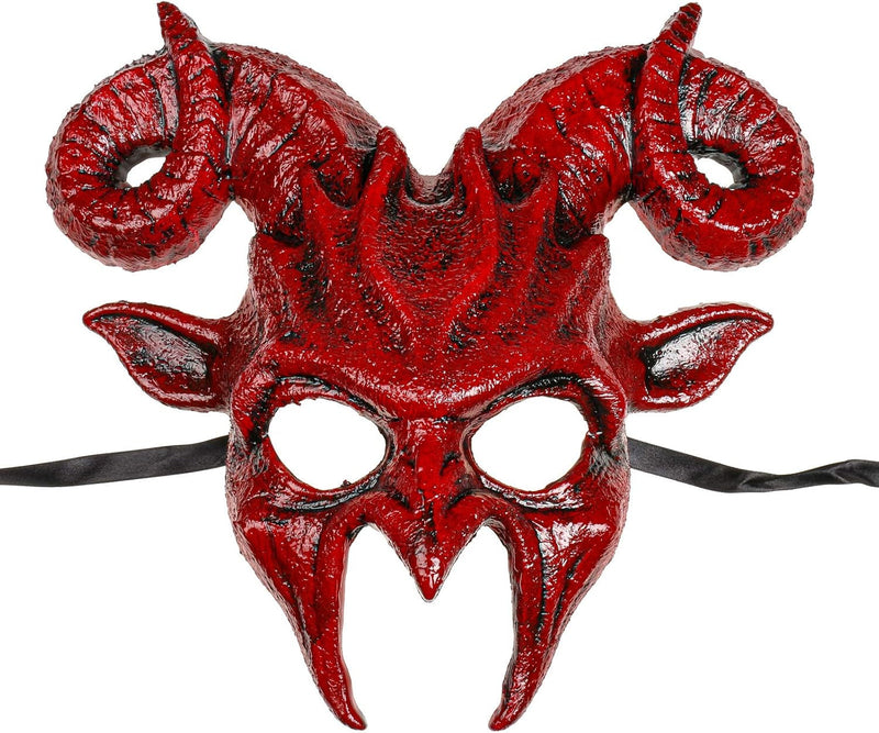 Black Ram Krampus Horns Masquerade Mask Halloween Costume for Adult