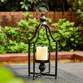 Glitzhome 16.5" H Modern Farmhouse Black Metal Lantern Decorative Hanging Candle Lanterns (Small)