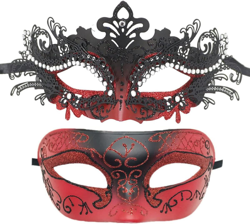 Awlsyj Couples Masquerade Mask Metal Roman Venetian Halloween Mardi Gras Costumes Party Ball Prom Mask