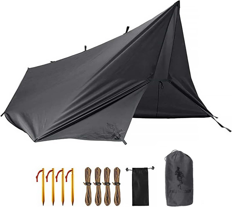 FREE SOLDIER Waterproof Portable Tarp Multifunctional Outdoor Camping Traveling Awning Backpacking Tarp Shelter Rain Tarp (Brown)