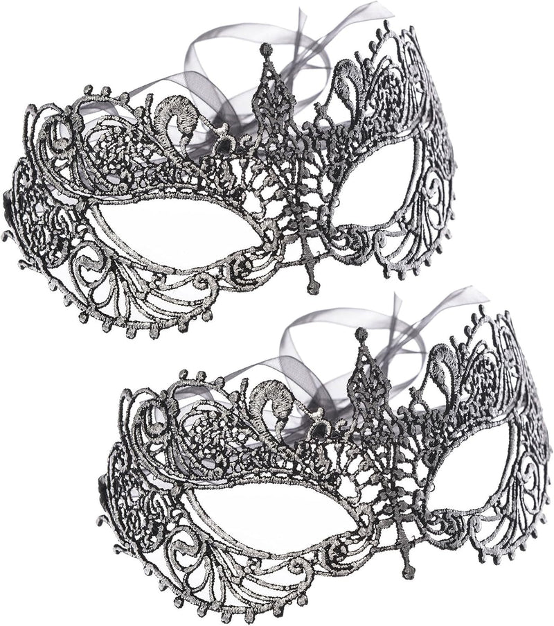 2 Pieces Women'S Masquerade Mask Lace Eye Mask for Ball Proms,Halloween Carnival and Venetian Masquerade Party