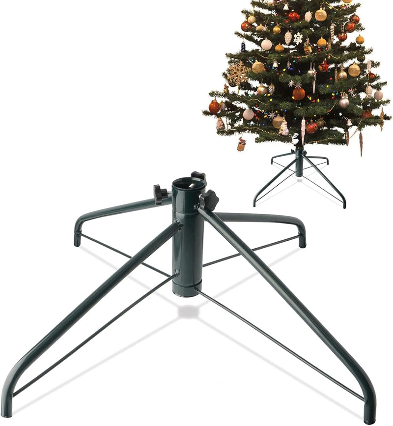 ELFJOY Christmas Tree Stand 21.6" Iron Metal Tree Base for Artificial Trees with Rubber Pad Thumb Screw (Green)