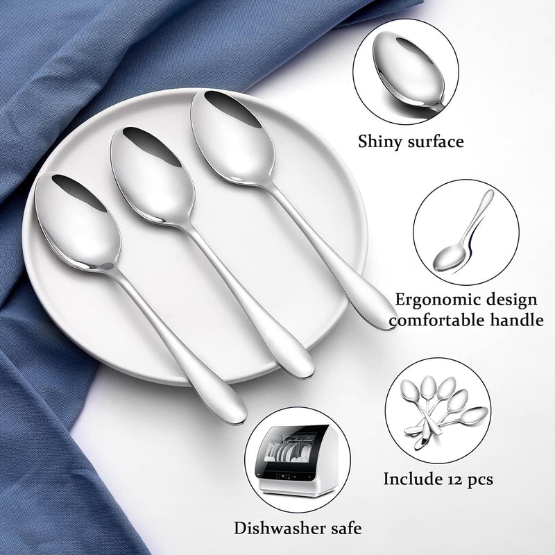 12-Piece Stainless Steel Dinner Spoon,Large Tablespoons,8-Inches (12-Piece)