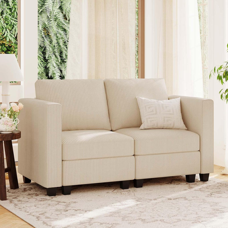Belffin Corduroy Armchair Modular Arm Chair with Storage Modern Couch for Living Room Dark Grey