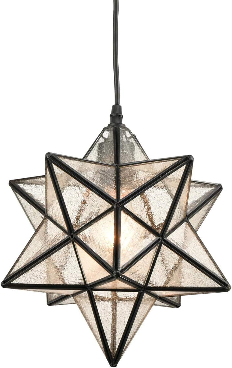 DANSEER Seeded Glass Shade Industrial Moravian Star Light Pendant Lighting