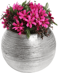 7-Inch Round Modern Gold-Tone Metallic Ceramic Plant Flower Planter Pot, Decorative Bowl Vase