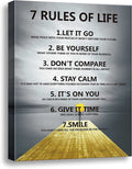 7 Rules of Life Motivational Poster Printed on Canvas Wall Decor for Living Room Inspirational Wall Art Size11.5 X 15 Inch -Motivational Wall Art for Bedroom or Home Framed Positive Wall Art for Office Art Decoration Ready to Hang A-253 Home & Garden > Decor > Artwork > Posters, Prints, & Visual Artwork Ploceiny motivational wall art  