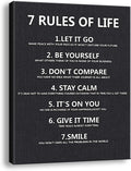 7 Rules of Life Motivational Poster Printed on Canvas Wall Decor for Living Room Inspirational Wall Art Size11.5 X 15 Inch -Motivational Wall Art for Bedroom or Home Framed Positive Wall Art for Office Art Decoration Ready to Hang A-253 Home & Garden > Decor > Artwork > Posters, Prints, & Visual Artwork Ploceiny Black & White  