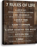 7 Rules of Life Motivational Poster Printed on Canvas Wall Decor for Living Room Inspirational Wall Art Size11.5 X 15 Inch -Motivational Wall Art for Bedroom or Home Framed Positive Wall Art for Office Art Decoration Ready to Hang A-253 Home & Garden > Decor > Artwork > Posters, Prints, & Visual Artwork Ploceiny Brown 7 Rules of Life  