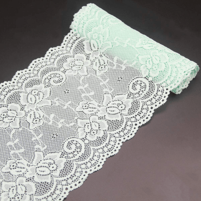 7" Wide White Lace Fabric Sewing Lace Ribbon Trim Elastic Stretchy Lace for Crafting 5 Yard Arts & Entertainment > Hobbies & Creative Arts > Arts & Crafts ETIAL Mint Green  