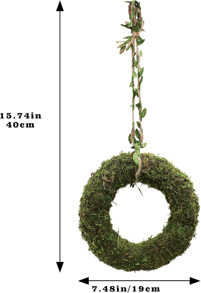 Bearded Dragon Swing Toy, Hanging Artificial Greenery Reptile Ring Hammock, Tank Aquarium Decoration Accessories, Suitable for Lizard Chameleon Bearded Dragon - 7.5 Inch in Diameter