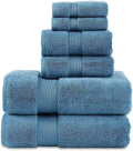 703 GSM 6 Piece Towels Set, 100% Cotton, Zero Twist, Premium Hotel & Spa Quality, Highly Absorbent, 2 Bath Towels 30” X 54”, 2 Hand Towel 16” X 28” and 2 Wash Cloth 12” X 12”. White Color Home & Garden > Linens & Bedding > Towels The Luxury Towel Company Teal  