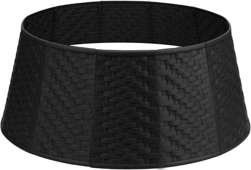 Black Christmas Tree Collar: Woven Tree Ring 28 Inch Plastic Base Cover for Christmas Trees Ornaments