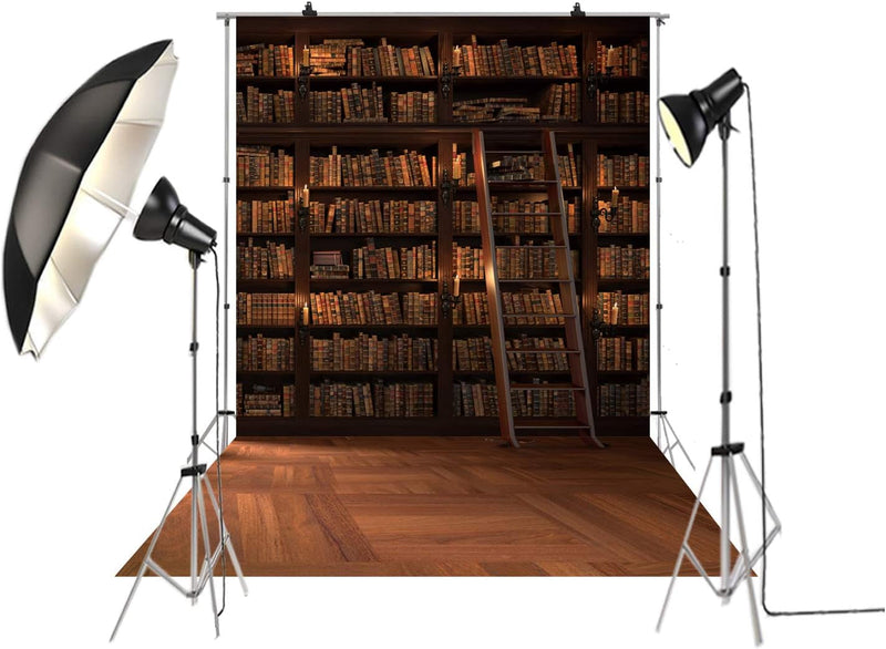 5X10Ft Wooden Bookshelf Photography Backdrop Library School Books Collection Photo Background Students Artistic Photo Booth Studio Props KP-004