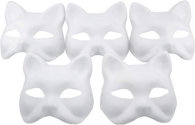 Fox Mask DIY Paintable Cosplay Accessories Mask for Party Masquerade Costume Halloween, Pack of 5