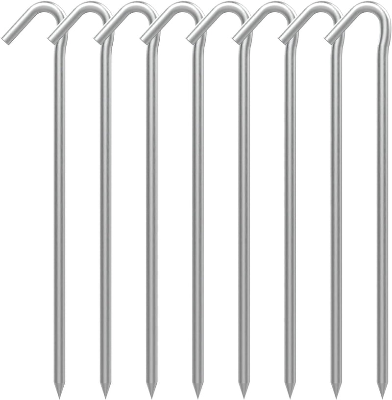 AAGUT Tent Stakes Metal Garden Edging Fence Hooks Yard Camping Stake Heavy Duty Galvanized 9 Inch 6 Gauge Tent Pegs for Tarp, Inflatable, Outdoor Christmas Decorations, 25 Pack