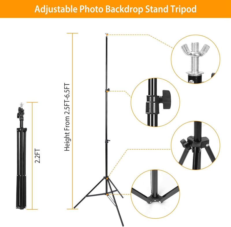 Backdrop Stand-Moclever 6.5X10Ft Adjustable Photo Background Support System Kit with Carry Bag-Photography Photo Video Studio-Photo Video Shooting-Backdrop Stand for Parties-Banner Stand