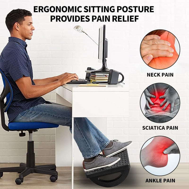 Foot Rest for under Desk at Work - Ergonomic Foot Stools for under Office Desk - Rocking Footrest with Roller Massager - Leg Rest for Chair, Computer Gaming - Promote Leg Circulation