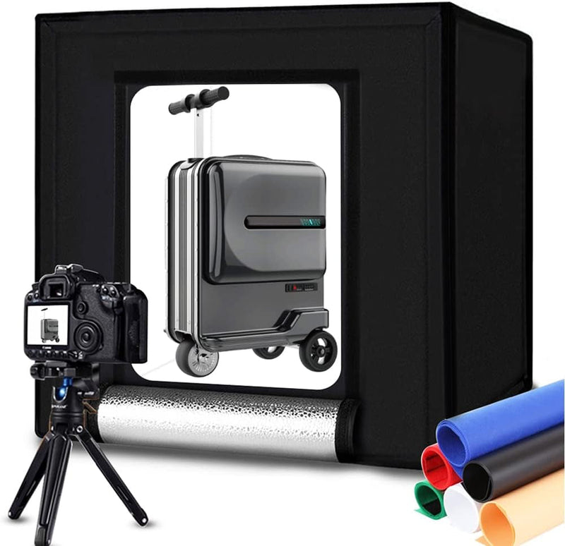 DUCLUS Light Box Photography, 12"X12" Professional Photo Booth Box with 8 Photo Backdrop, 112 LED Lights Dimmable & High CRI>95 Lightbox for Mini Product Photography: Jewelry, Miniature Models Etc.