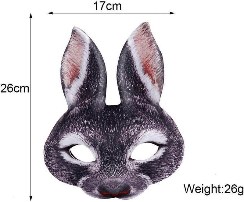 1Pcs Halloween Animal Mask Half Face Rabbit Ear Mask for Halloween Easter Costume Party Cosplay Props