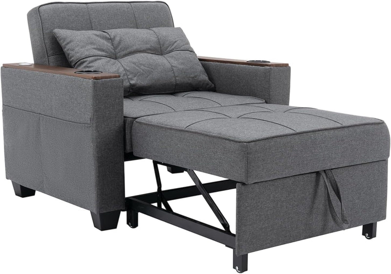 3-In-1 Convertible Sleeper Loveseat Sofa Bed with Pullout Bed and Storage for Living Room, Bedroom, Balcony, RV - Futon Sofa Bed, Sleeper Sofa, Pull Out Couch, Small Couch