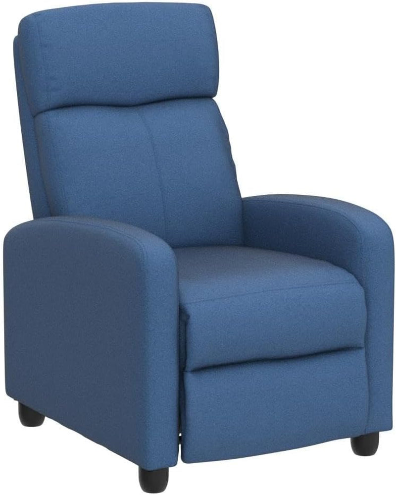 FDW Recliner Chair for Living Room Home Theater Seating Single Reclining Sofa Lounge with Padded Seat Backrest (Blue)