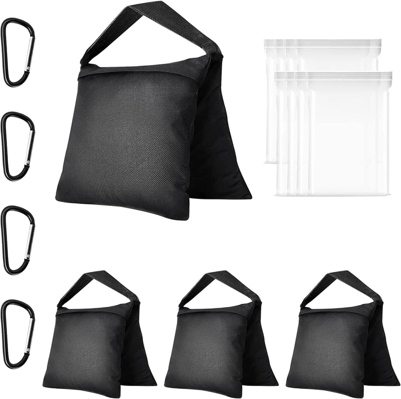 EMART Heavy Duty Sandbag Photo Studio Weight Bag Saddlebag Design for Photography Stand Light Stand Tripod, Outdoor Patio, Sports, Photo Sets, Film Sets, Live Productions -4 Packs Set(Black)