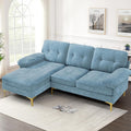 COHOME Convertible Sectional Sofa, 82-Inch Modern Chenille L-Shaped Couch with Reversible Chaise Lounge,3-Seat Apartment Couch for Living Room with Washable Cover,Dim Blue