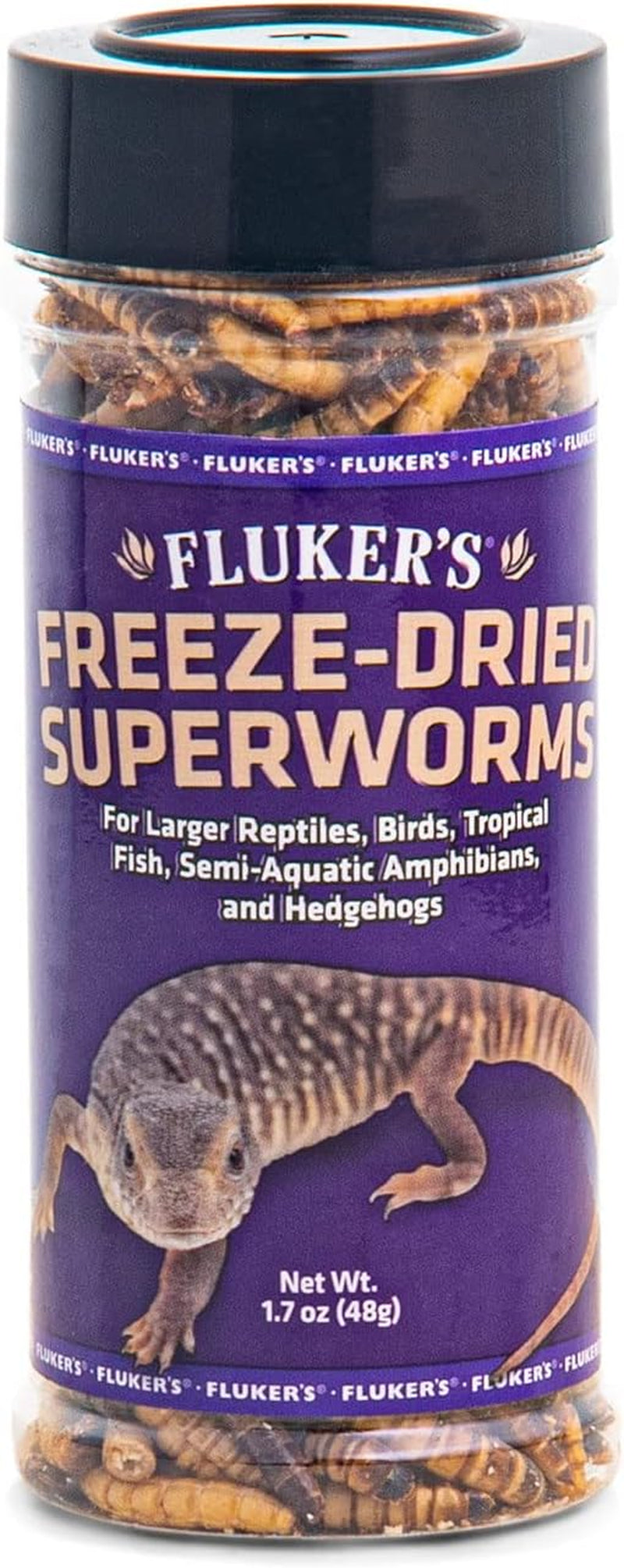 Fluker'S Freeze Dried Insects, Nutrient, Packed Mealworms, Ideal for Lizards, Reptiles, Birds, Fish, Hedgehogs, 1.7 Oz