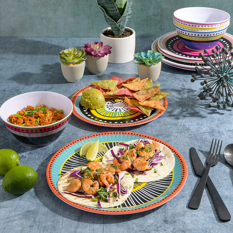 Gibson Home Almira Melamine Dinnerware, Assorted, Service for Four (12Pcs)