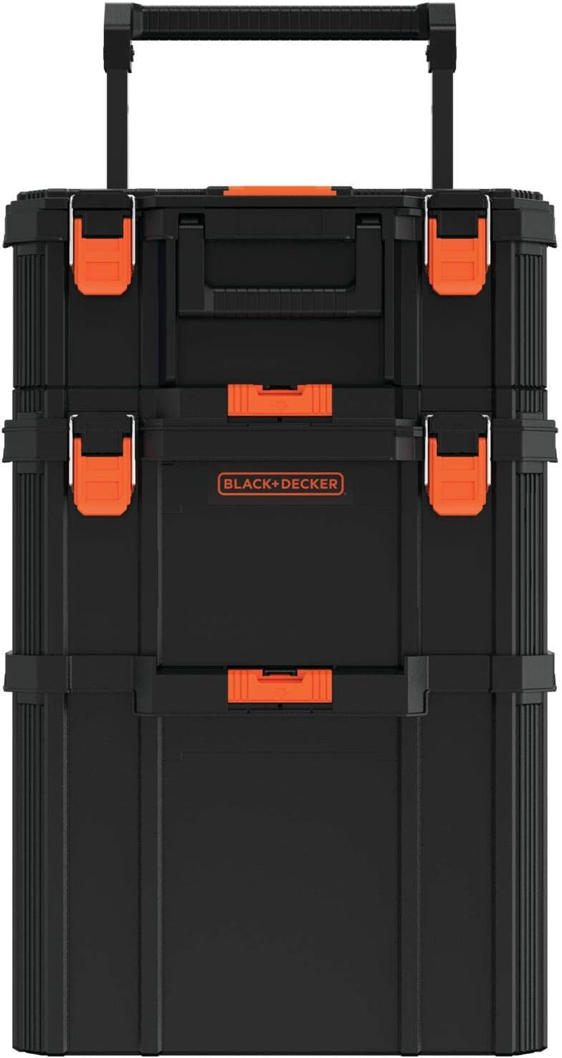 Beyond by BLACK+DECKER BLACK+DECKER BDST60500APB Stackable Storage System - 3 Piece Set (Small, Deep Toolbox, and Rolling Tote)