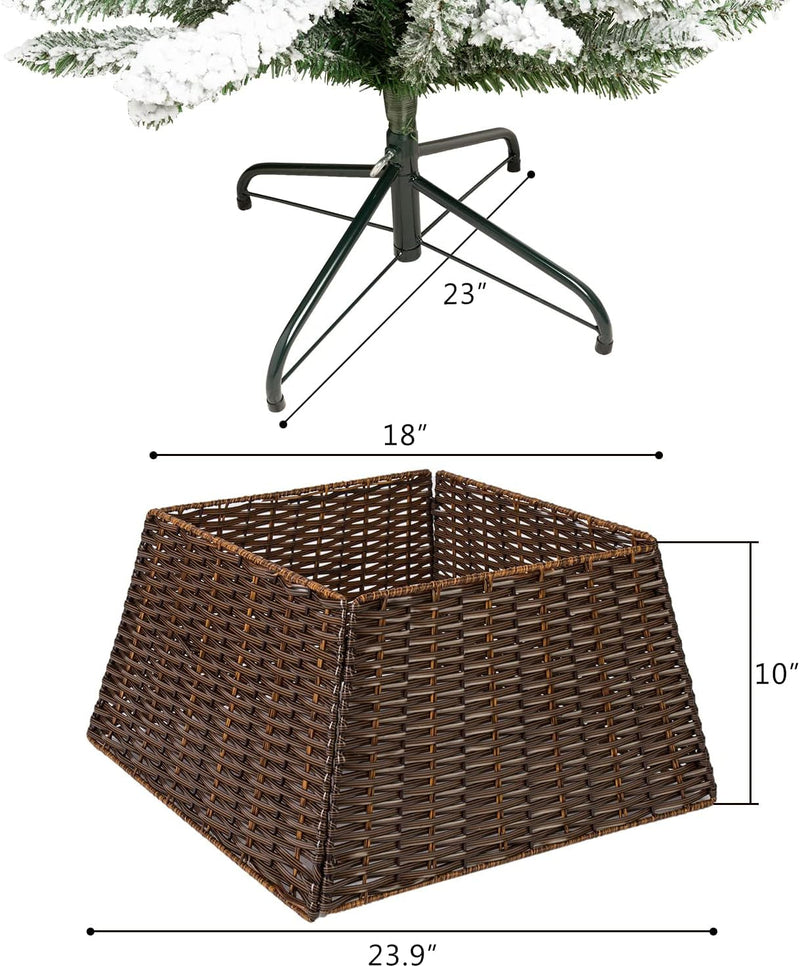 Christmas Tree Collar Skirt Rattan Wicker Ring Collar Stand Basket Handwoven Xmas Decoration Farmhouse for Holiday Home Decoration